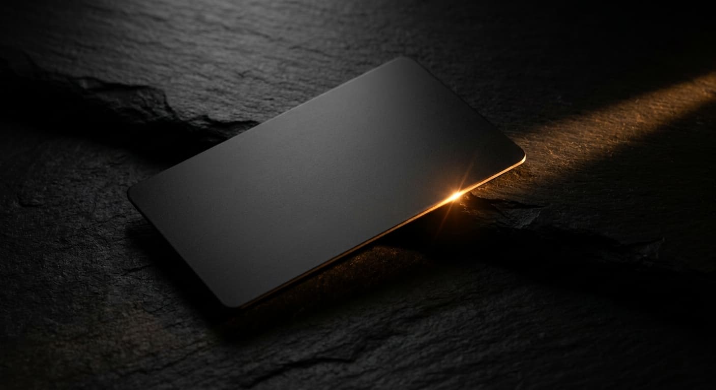 The Obsidian card — metal, numberless, on a dark surface