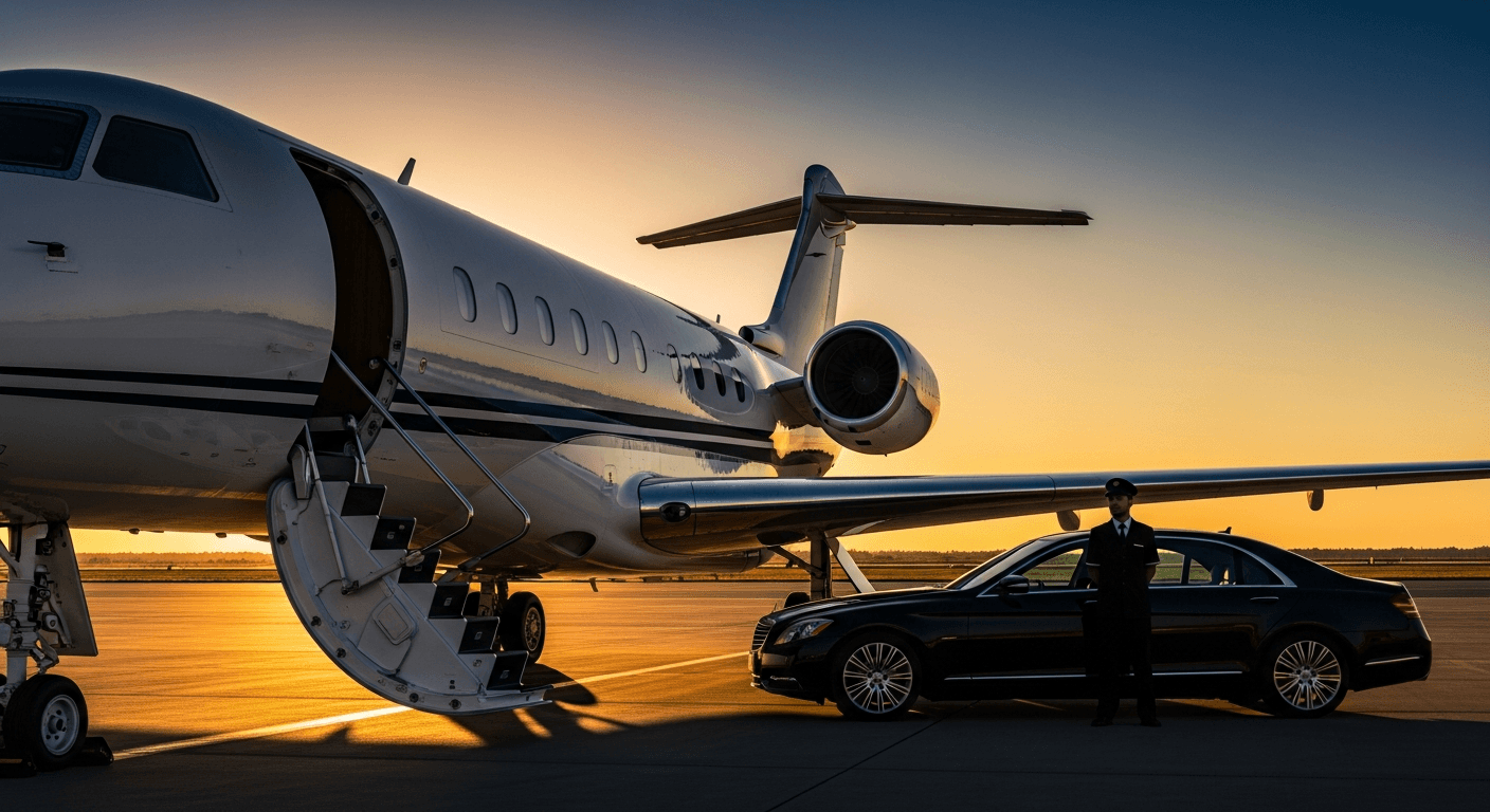 A private terminal with a waiting car
